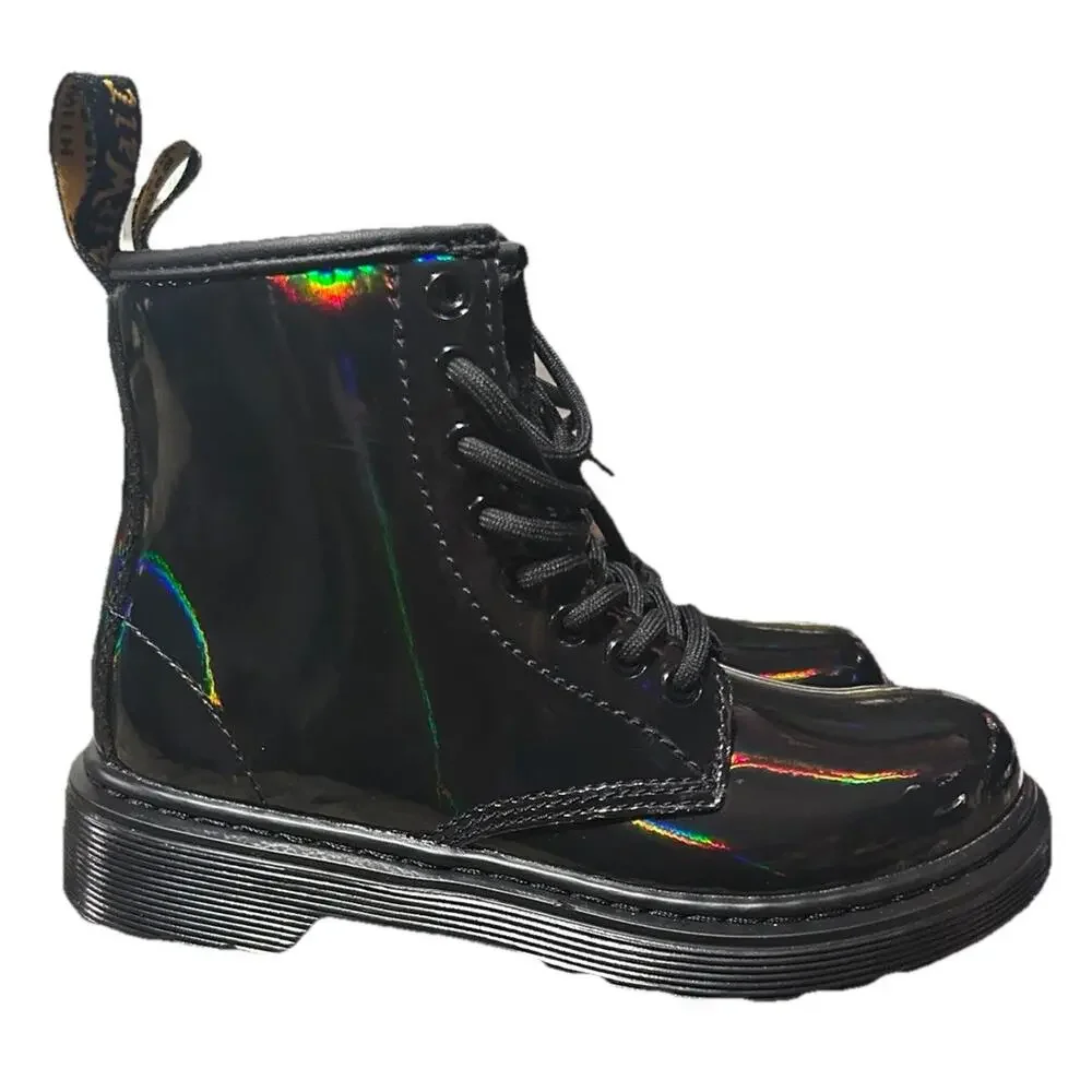 Dr. Martens 1460 Junior Rainbow Patent Boots UK 12 US 13 Kids Holographic - Picture 1 of 5